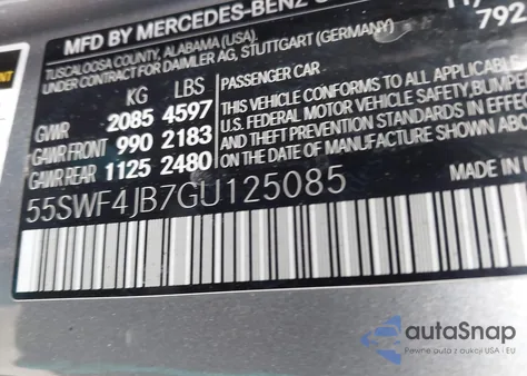 2016 Mercedes-Benz C 300 Luxury/Sport из США, поврежденный, VIN 55SWF4JB7GU125085